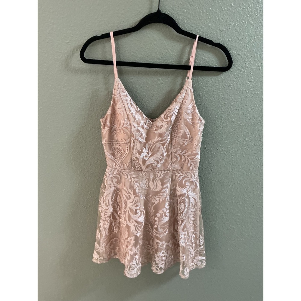 Speechless Lace Fit and Flare Dress Juniors 5 Nude Pink Party Holiday Cocktail
